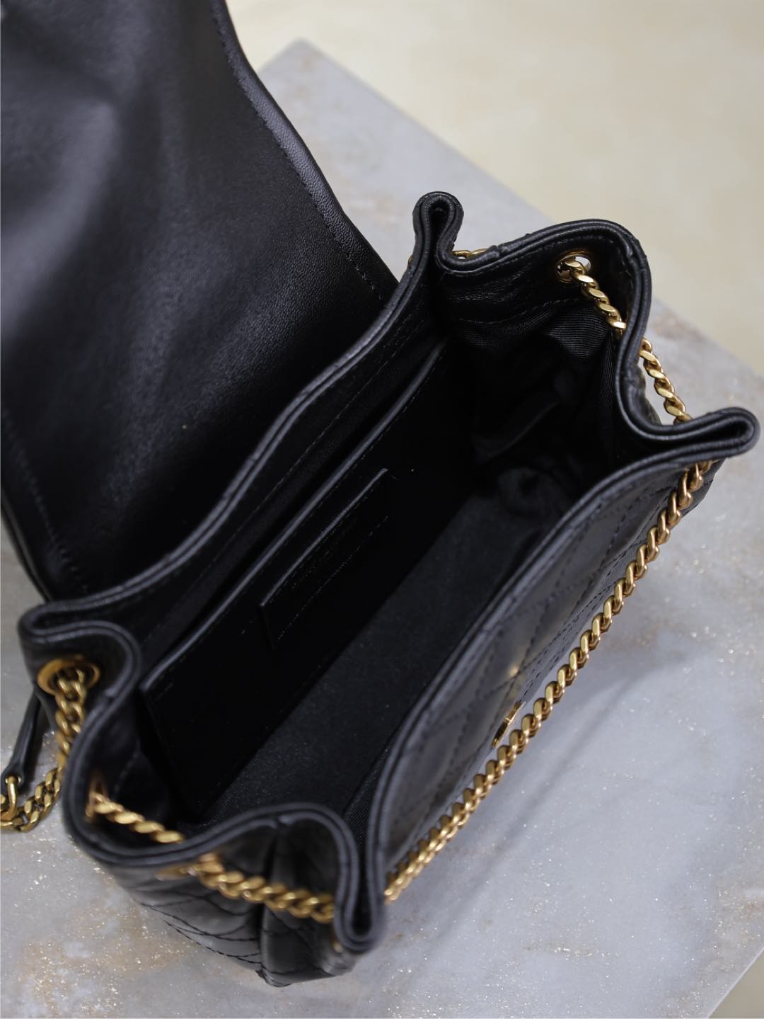 SAINT LAURENT MINI NOLITA BAG 18 IN BLACK LAMBSKIN COPPER HARDWARE