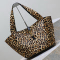 SAINT LAURENT LE 5 À 7 BEA TOTE BAG 50 IN LEOPARD PRINT LEATHER GOLD LOGO