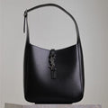 SAINT LAURENT LE 5 À 7 SUPPLE BAG 23 IN BLACK CALFSKIN SILVER BUCKLE