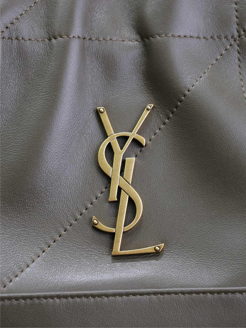 SAINT LAURENT JAMIE LARGE POCHON 34 IN UNIFORM GREEN LAMBSKIN COPPER HARDWARE
