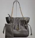 SAINT LAURENT JAMIE LARGE POCHON 34 IN UNIFORM GREEN LAMBSKIN COPPER HARDWARE
