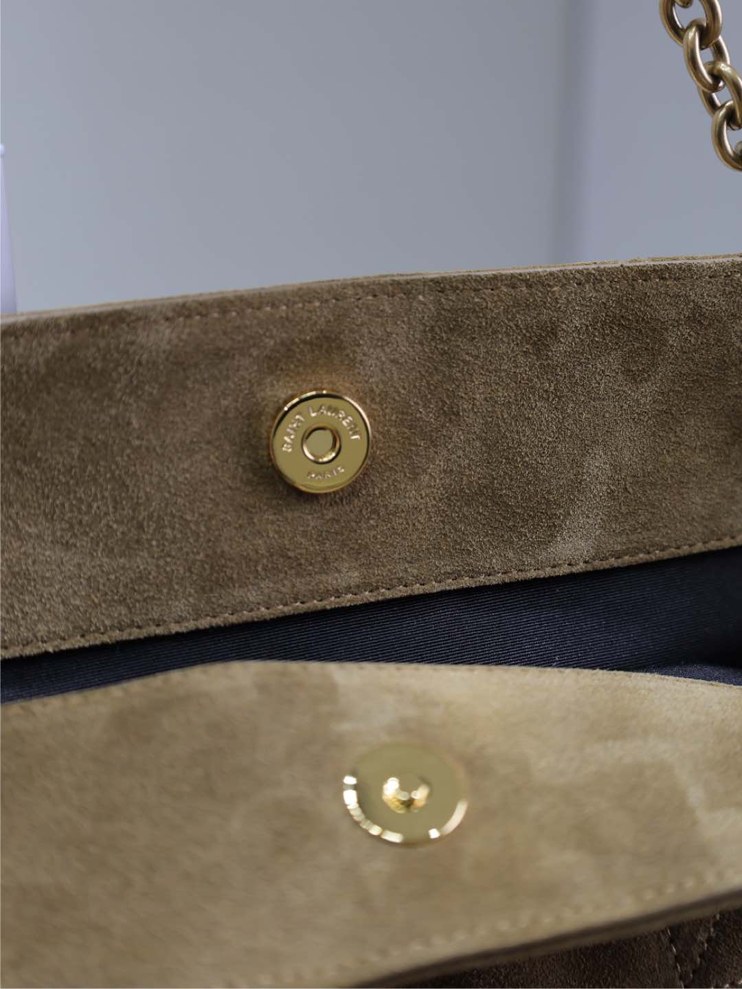 SAINT LAURENT YSL NIKI TOTE BAG 34 IN CAMEL BROWN SUEDE GOLD HARDWARE