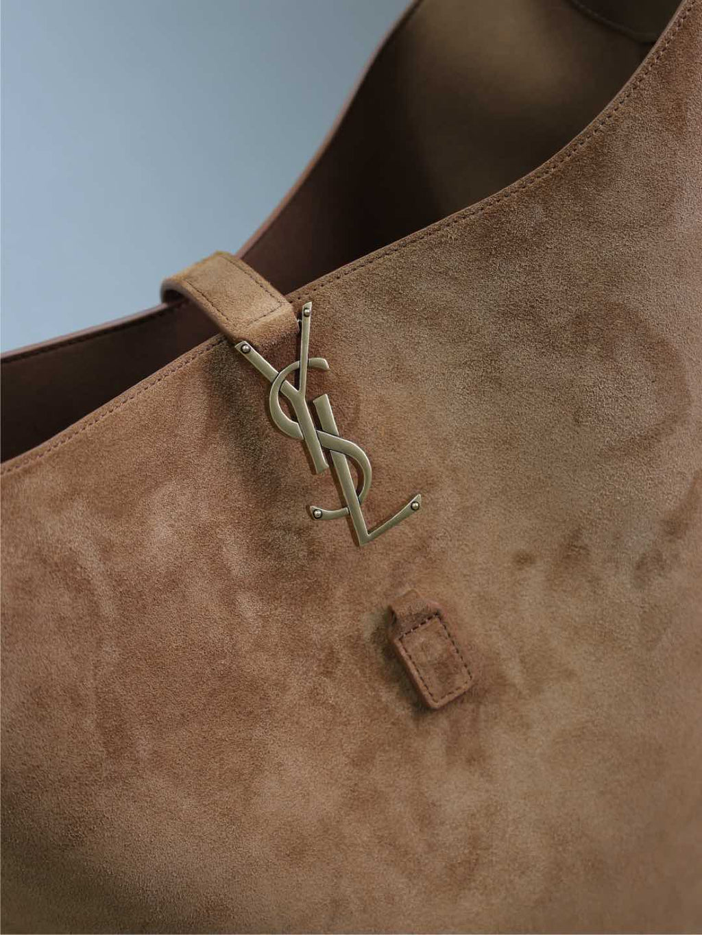 SAINT LAURENT LE 5 À 7 LARGE SUPPLE HOBO BAG 31 IN BRONZE BROWN SUEDE