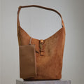 SAINT LAURENT LE 5 À 7 LARGE SUPPLE HOBO BAG 31 IN BRONZE BROWN SUEDE