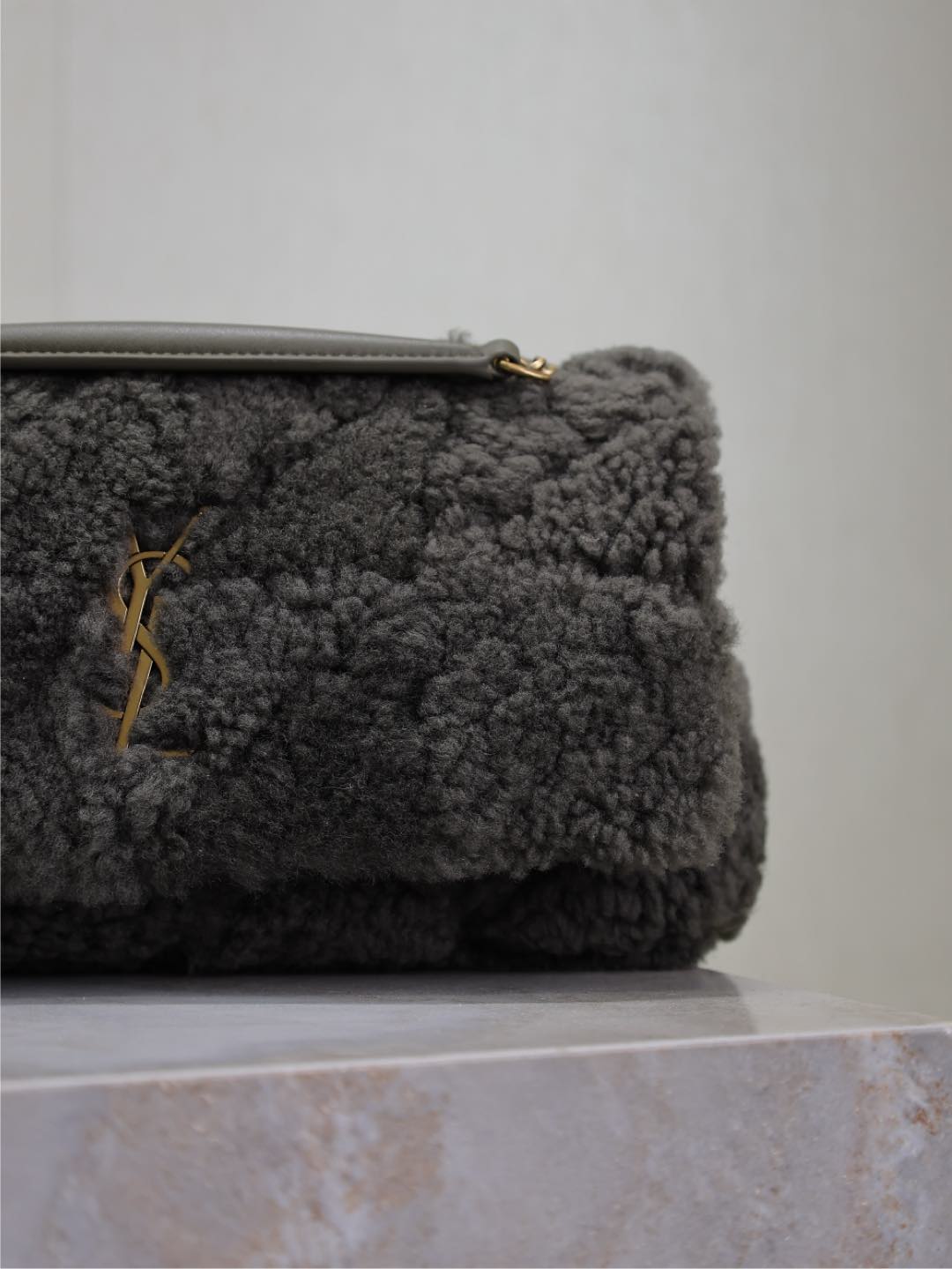 SAINT LAURENT JAMIE BAG 25 IN DARK GRAY LAMB WOOL