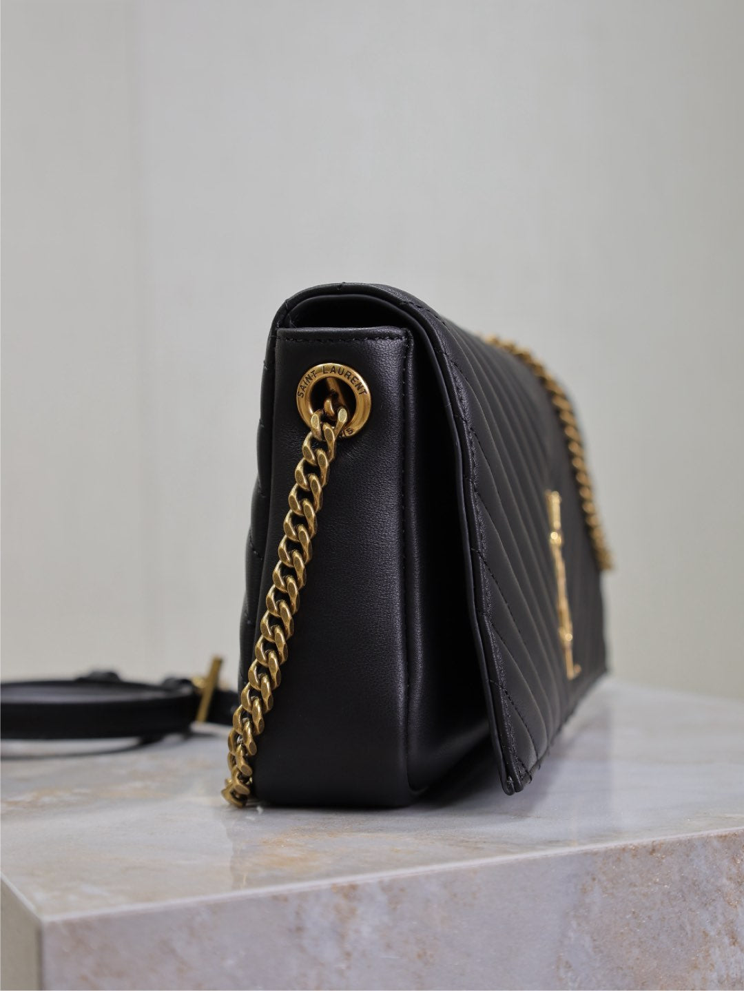 SAINT LAURENT KATE 99 MEDIUM BAG 26 IN BLACK QUILTED NAPPA CALFSKIN COPPER HARDWARE