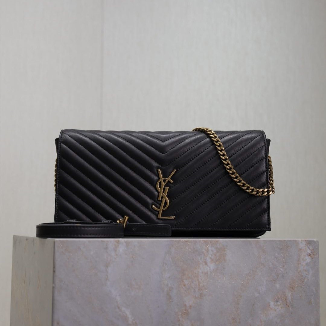 SAINT LAURENT KATE 99 MEDIUM BAG 26 IN BLACK QUILTED NAPPA CALFSKIN COPPER HARDWARE