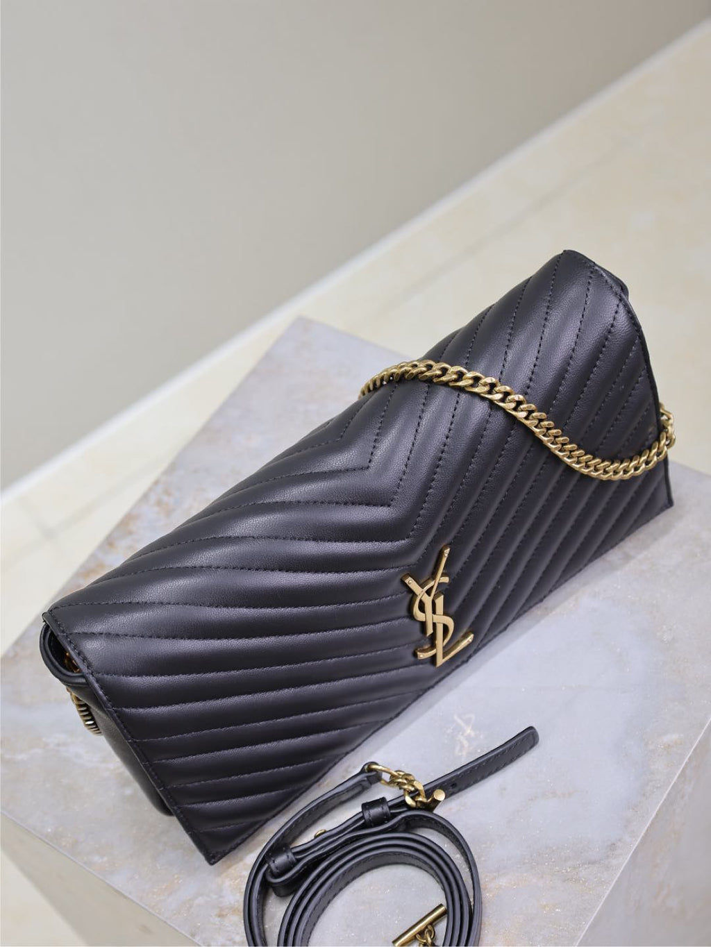 SAINT LAURENT KATE 99 MEDIUM BAG 26 IN BLACK QUILTED NAPPA CALFSKIN COPPER HARDWARE