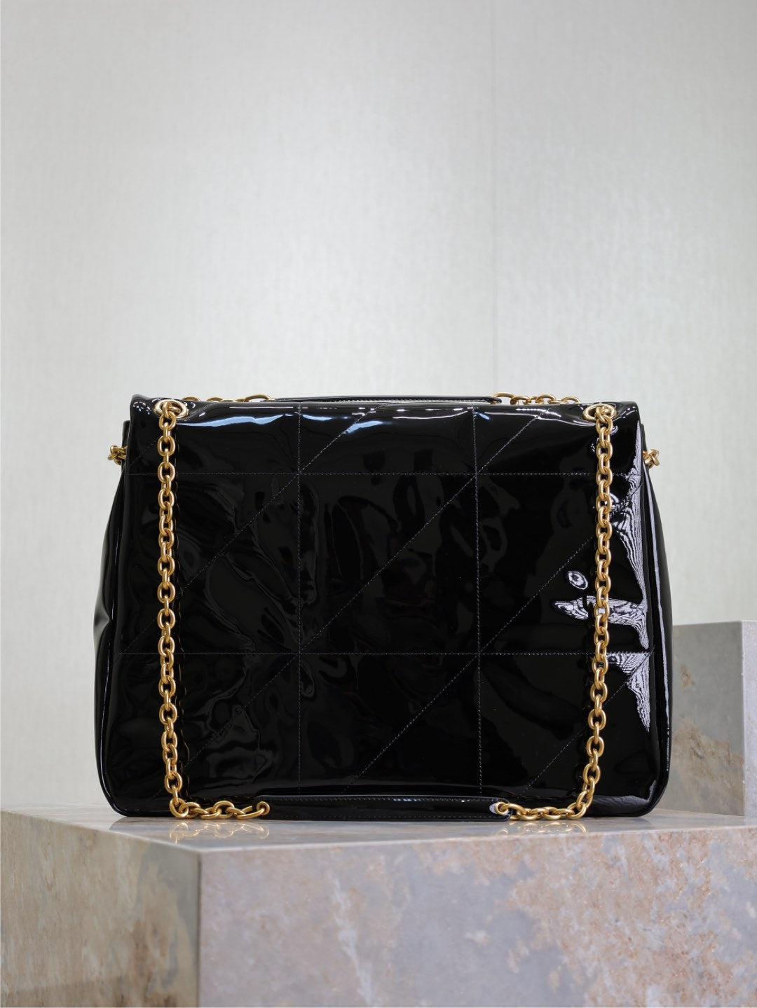 SAINT LAURENT JAMIE 4.3 LARGE BAG 43 IN BLACK PATENT LAMBSKIN GOLD HARDWARE