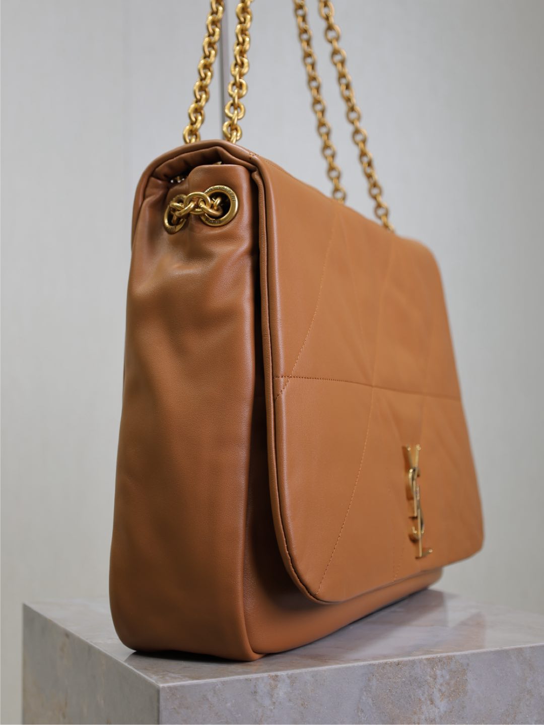 SAINT LAURENT JAMIE 4.3 LARGE BAG 43 IN BRONZE BROWN SMOOTH LAMBSKIN GOLD HARDWARE