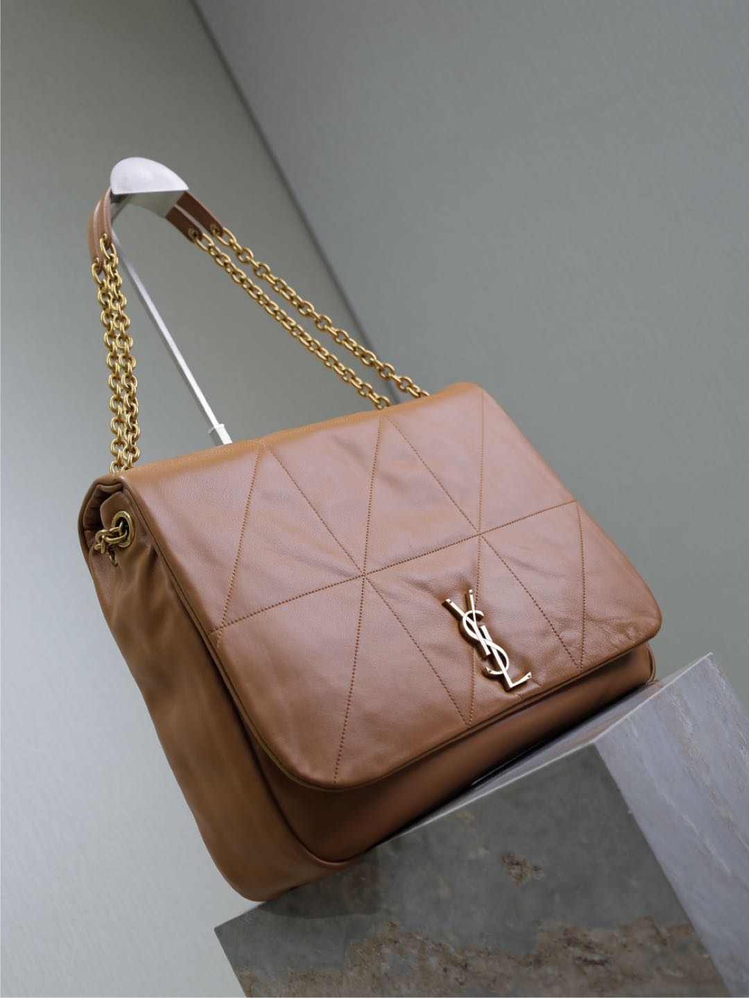SAINT LAURENT JAMIE 4.3 LARGE BAG 43 IN BRONZE BROWN SMOOTH LAMBSKIN GOLD HARDWARE