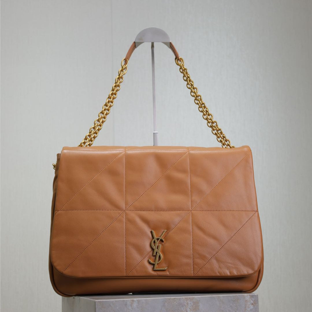 SAINT LAURENT JAMIE 4.3 LARGE BAG 43 IN BRONZE BROWN SMOOTH LAMBSKIN GOLD HARDWARE