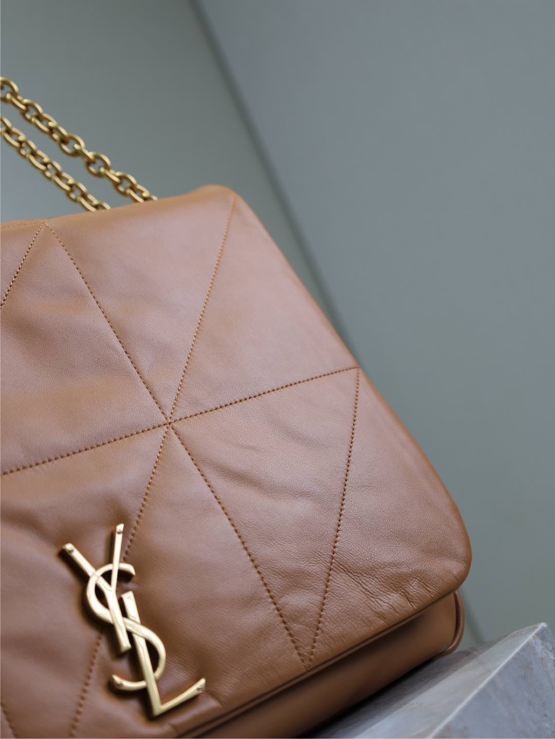 SAINT LAURENT JAMIE 4.3 LARGE BAG 43 IN BRONZE BROWN SMOOTH LAMBSKIN GOLD HARDWARE