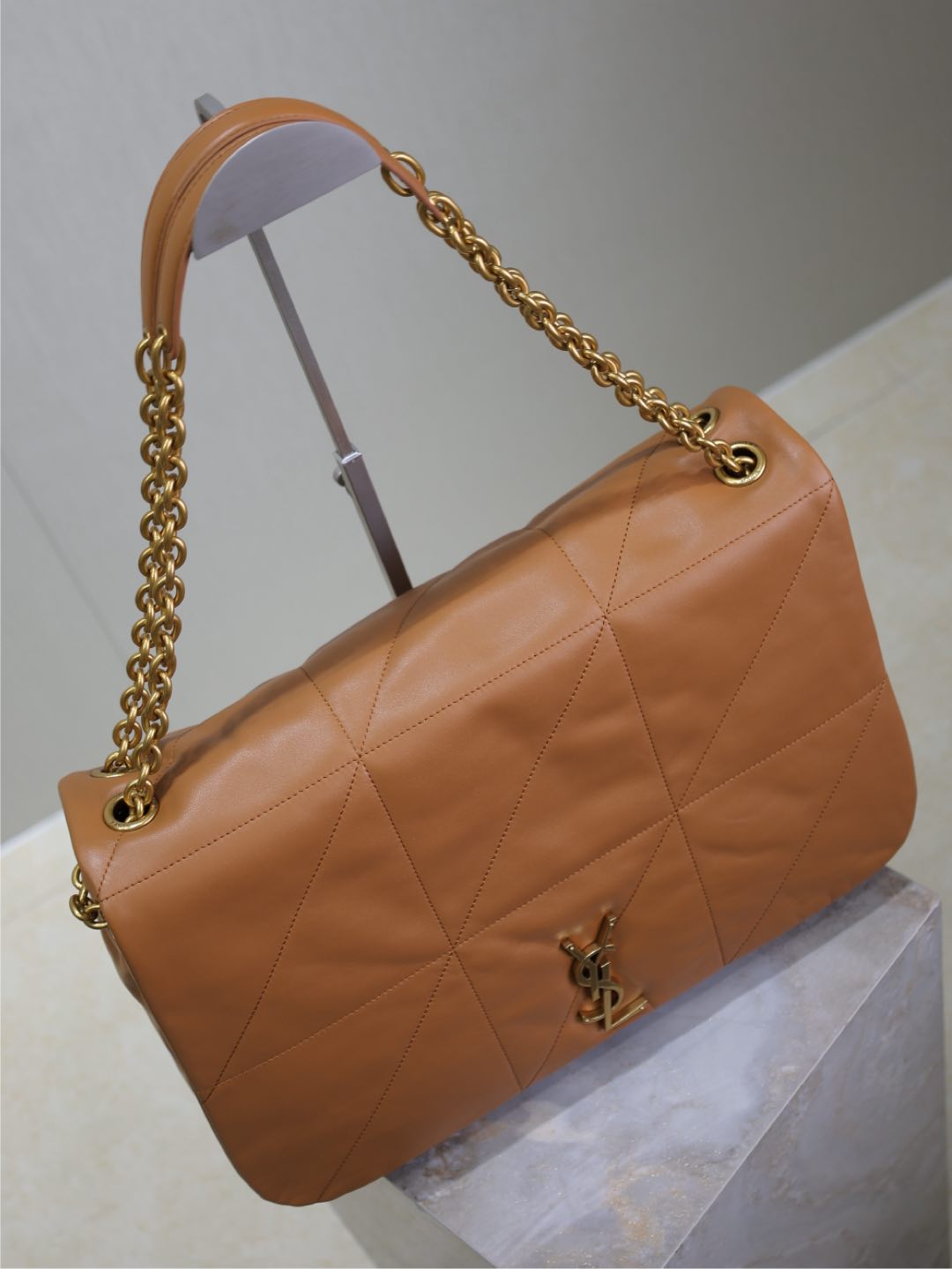 SAINT LAURENT JAMIE 4.3 LARGE BAG 43 IN BRONZE BROWN SMOOTH LAMBSKIN GOLD HARDWARE