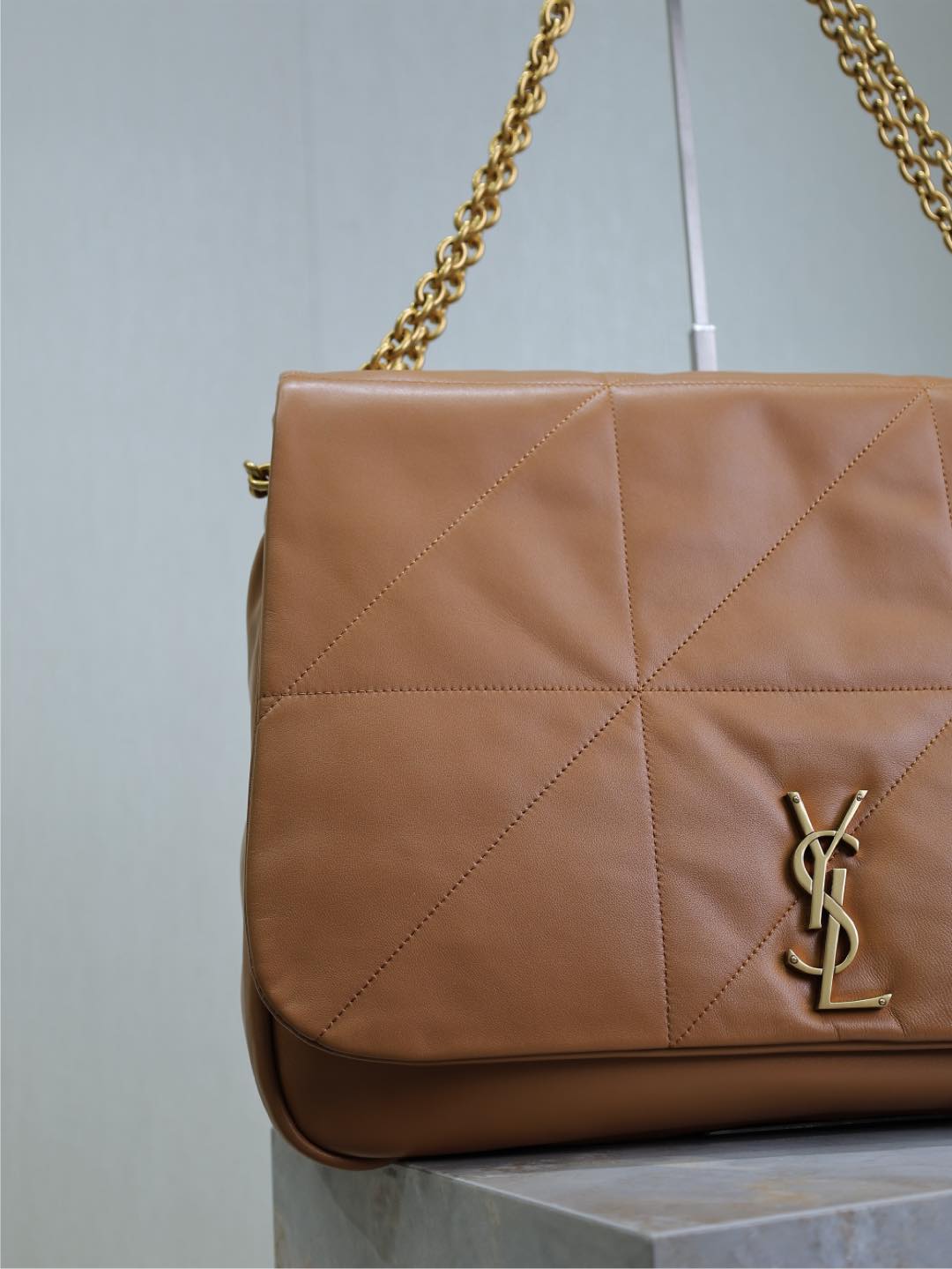 SAINT LAURENT JAMIE 4.3 LARGE BAG 43 IN BRONZE BROWN SMOOTH LAMBSKIN GOLD HARDWARE