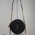 SAINT LAURENT VINYLE SMALL ROUND BAG 17 IN BLACK CAVIAR LEATHER GOLD HARDWARE