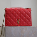 SAINT LAURENT BECKY 25 IN RED QUILTED LAMBSKIN GOLD HARDWARE