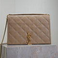 SAINT LAURENT BECKY 25 IN MEDIUM BROWN QUILTED LAMBSKIN GOLD HARDWARE