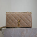 SAINT LAURENT BECKY 22 IN MEDIUM BROWN QUILTED LAMBSKIN GOLD HARDWARE