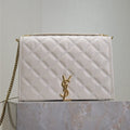 SAINT LAURENT BECKY 26 IN WHITE QUILTED LAMBSKIN GOLD HARDWARE