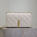 SAINT LAURENT BECKY 22 IN WHITE QUILTED LAMBSKIN GOLD HARDWARE