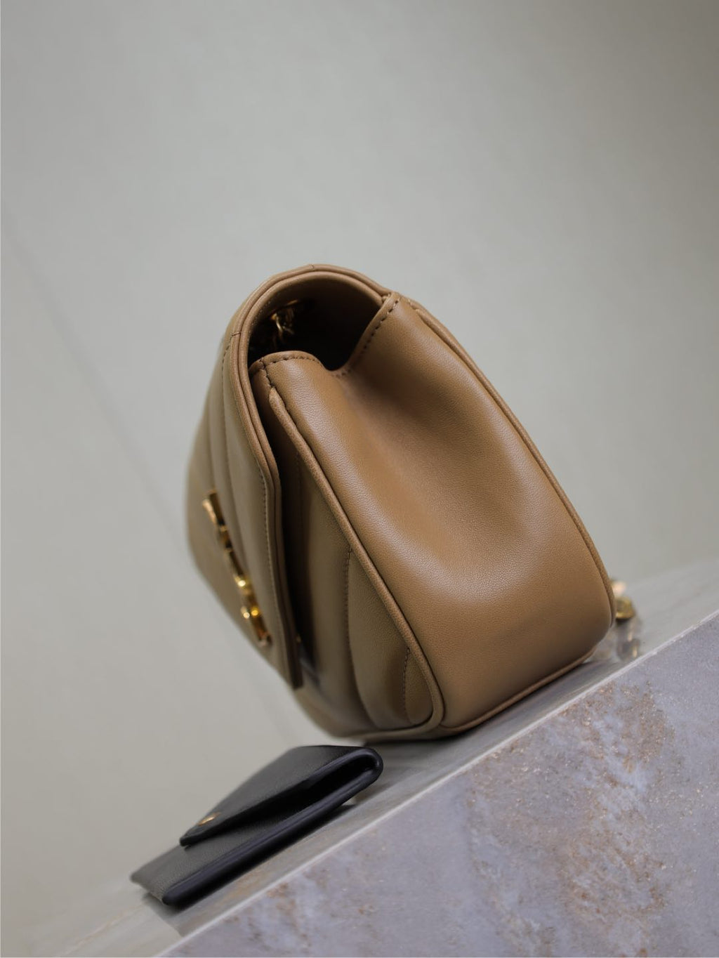SAINT LAURENT LOULOU SMALL 24 IN MILK TEA SHEEPSKIN GOLD HARDWARE