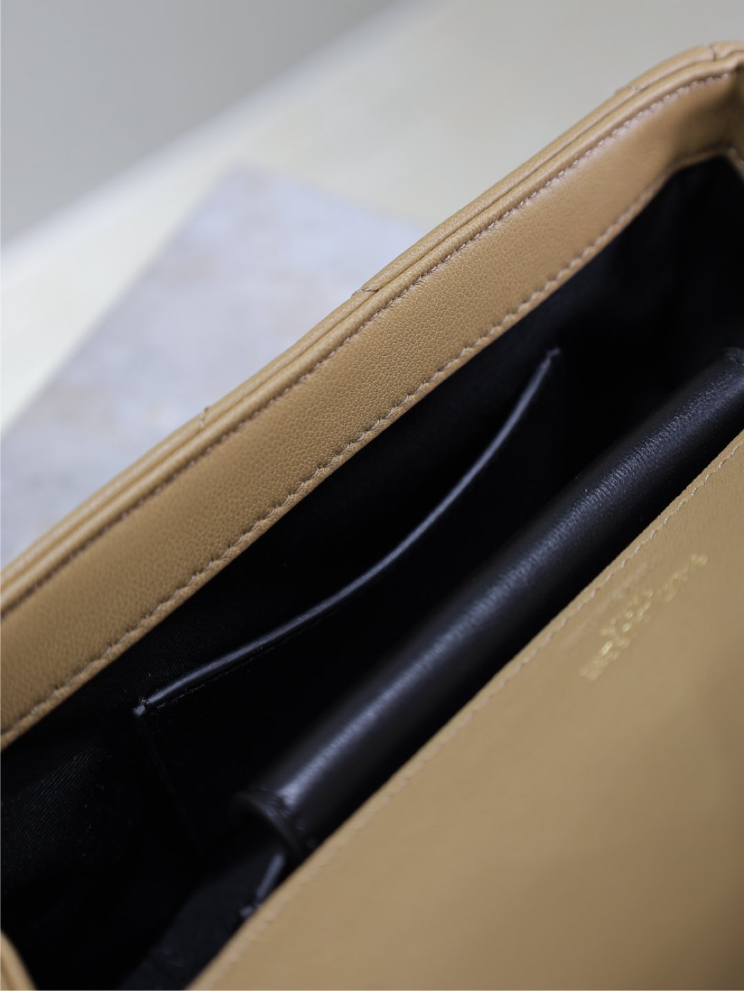 SAINT LAURENT LOULOU MINI 20 IN MILK TEA SHEEPSKIN GOLD HARDWARE