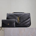 SAINT LAURENT LOULOU SMALL 24 IN BLACK SHEEPSKIN GOLD HARDWARE