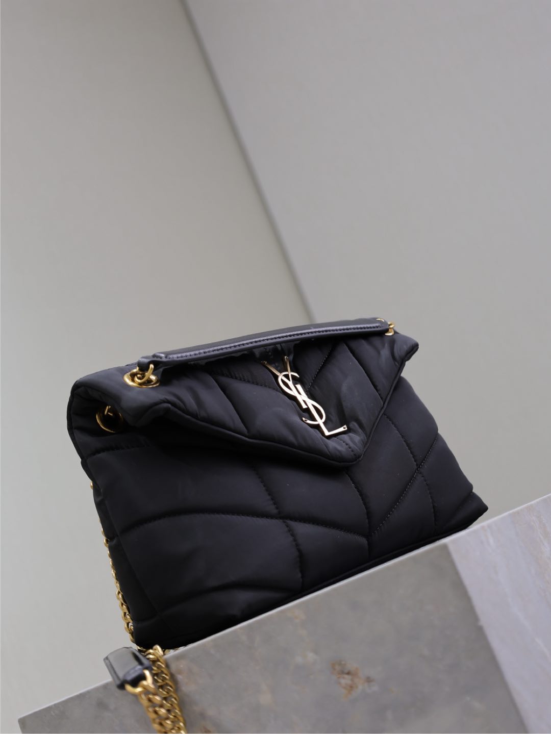 SAINT LAURENT YSL 25S LOULOU PUFFER MEDIUM 29 IN BLACK NYLON