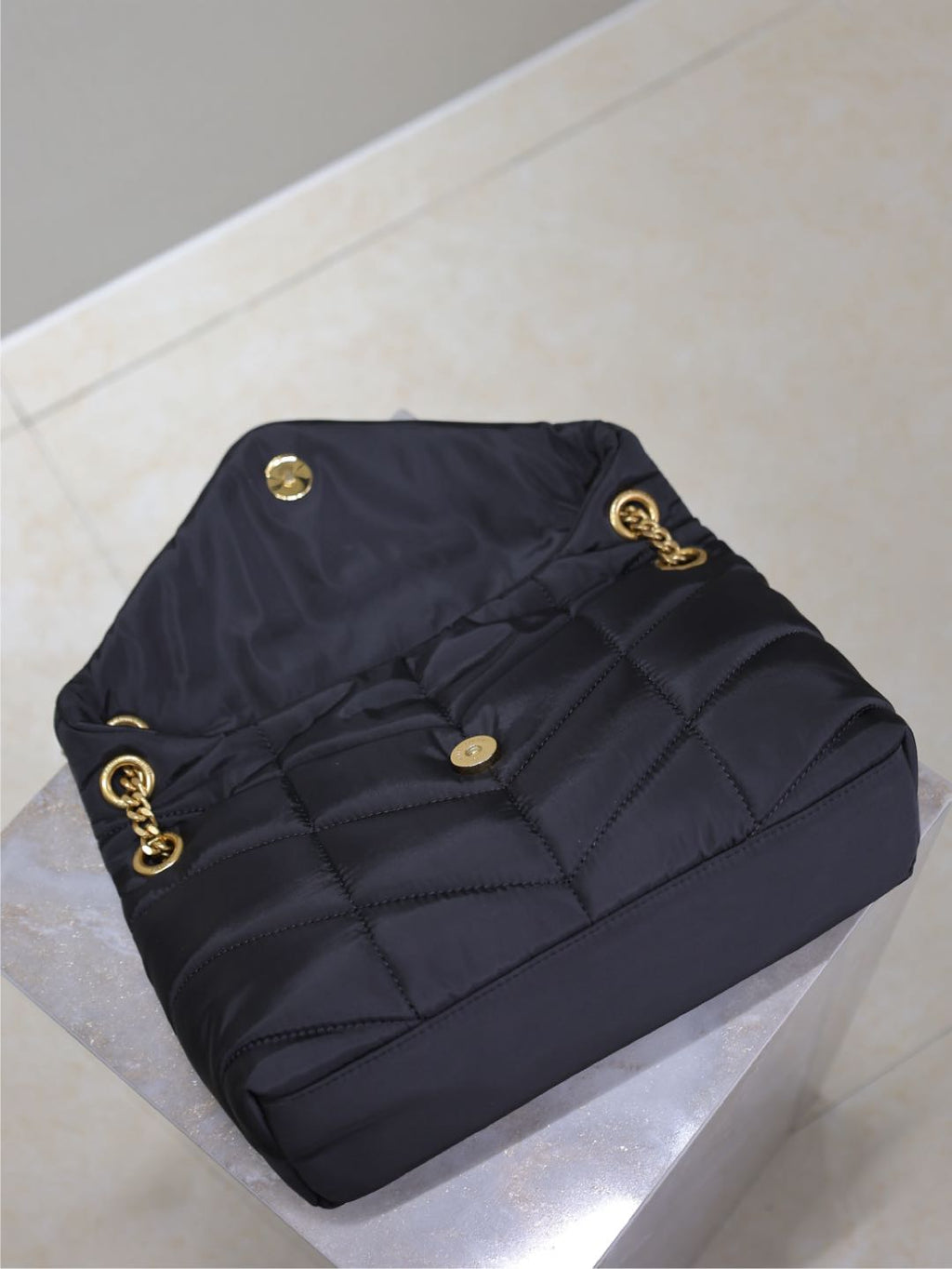 SAINT LAURENT YSL 25S LOULOU PUFFER MEDIUM 29 IN BLACK NYLON