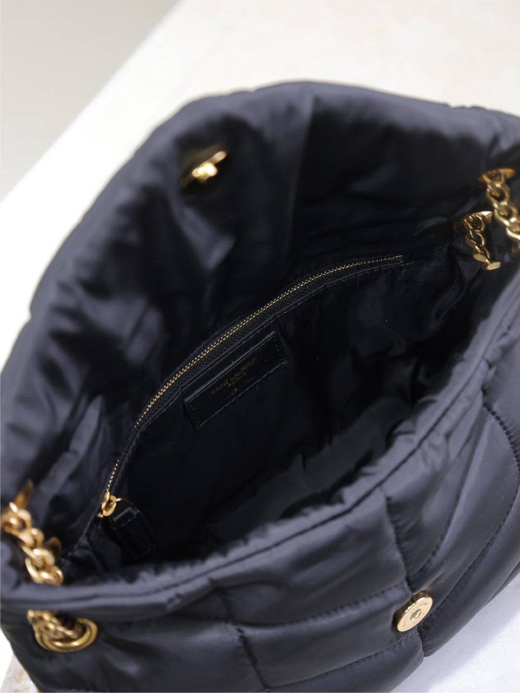 SAINT LAURENT YSL 25S LOULOU PUFFER MEDIUM 29 IN BLACK NYLON