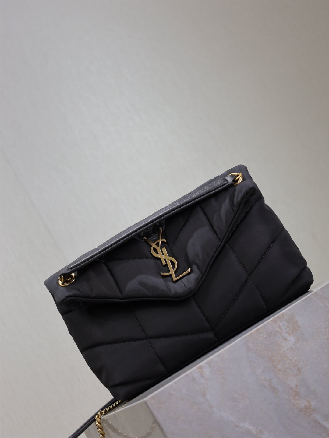 SAINT LAURENT YSL 25S LOULOU PUFFER MEDIUM 29 IN BLACK NYLON