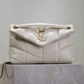 SAINT LAURENT YSL 25S LOULOU PUFFER MM 29 IN BLANC VINTAGE CALFSKIN GOLD HARDWRE