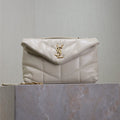 SAINT LAURENT YSL 25S LOULOU PUFFER MINI 23 IN BLANC VINTAGE CALFSKIN GOLD HARDWRE