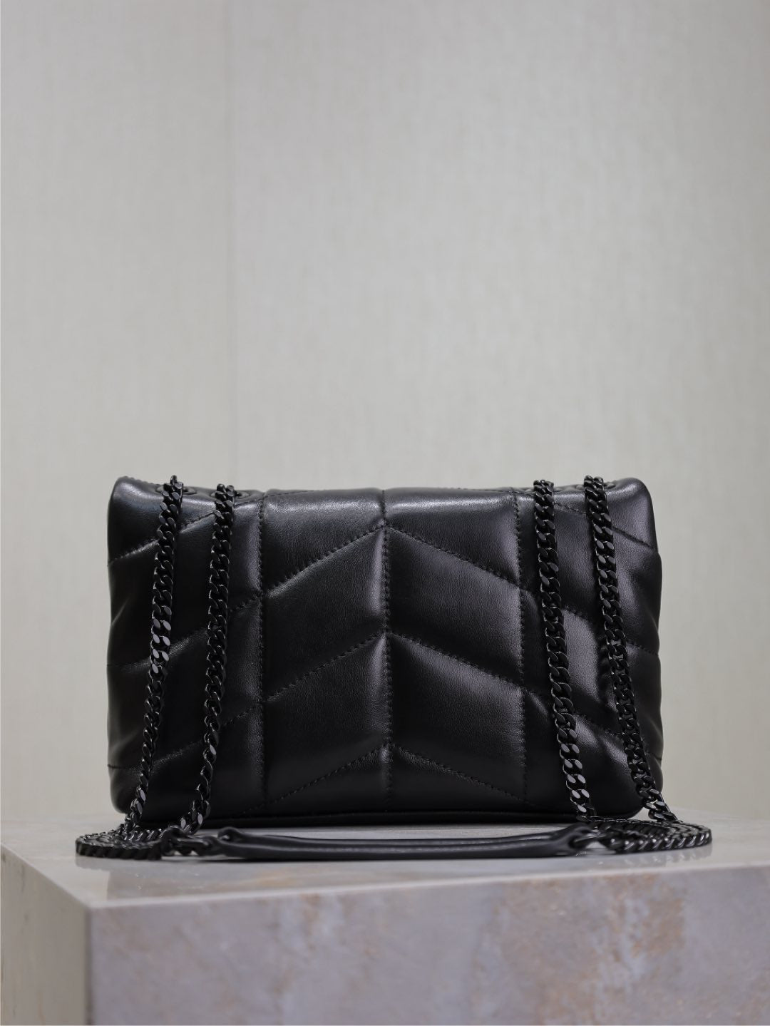 SAINT LAURENT YSL 25S LOULOU PUFFER MINI 23 IN BLACK CALFSKIN BLACK HARDWRE