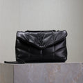 SAINT LAURENT YSL 25S LOULOU PUFFER MINI 23 IN BLACK CALFSKIN BLACK HARDWARE