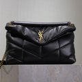 SAINT LAURENT YSL 25S LOULOU PUFFER GM 35 IN BLACK CALFSKIN GOLD HARDWARE