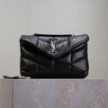 SAINT LAURENT YSL 25S LOULOU PUFFER MINI 23 IN BLACK CALFSKIN SILVER HARDWRE