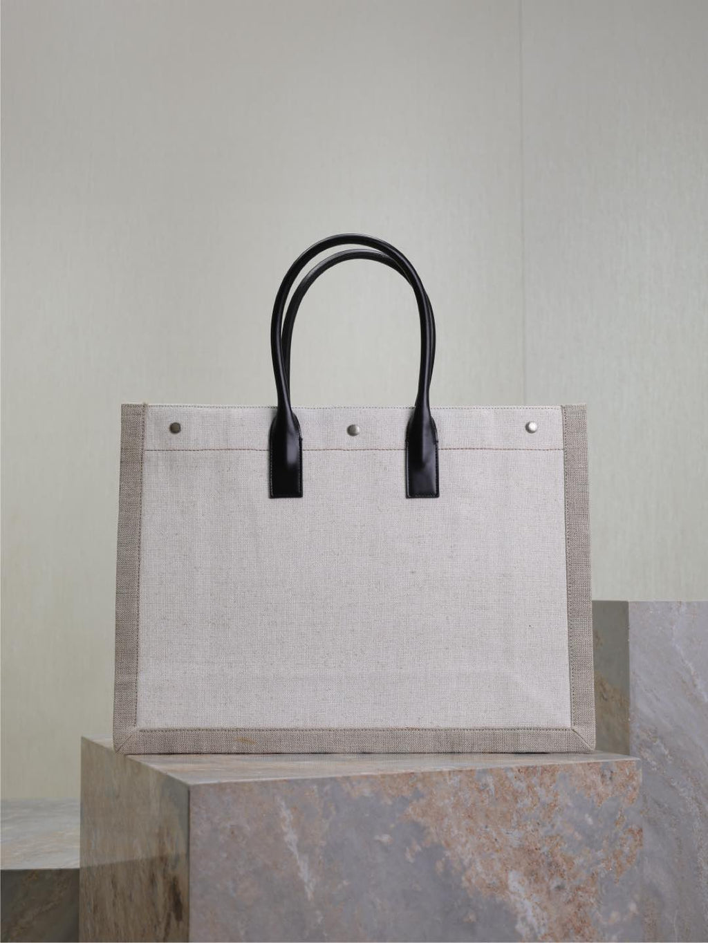 SAINT LAURENT YSL 25S RIVE GAUCHE TOTE BAG 48 IN DUSTY GRAY CANVAS
