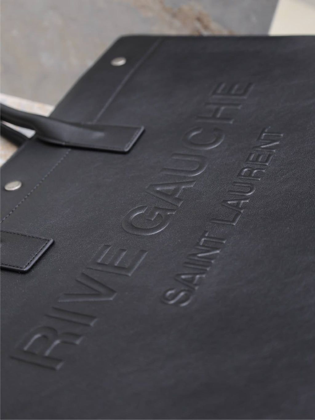 SAINT LAURENT YSL 25S RIVE GAUCHE LARGE TOTE BAG 48 IN BLACK CALFSKIN