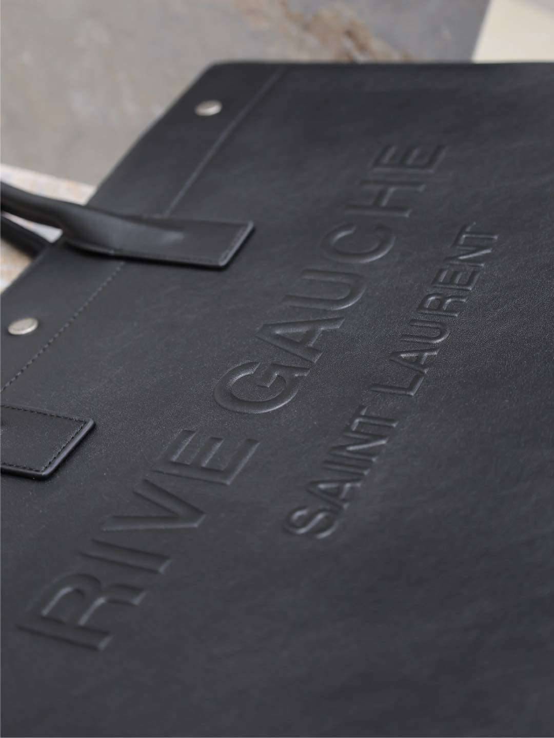 SAINT LAURENT YSL 25S RIVE GAUCHE LARGE TOTE BAG 48 IN BLACK CALFSKIN