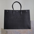 SAINT LAURENT YSL 25S RIVE GAUCHE LARGE TOTE BAG 48 IN BLACK CALFSKIN