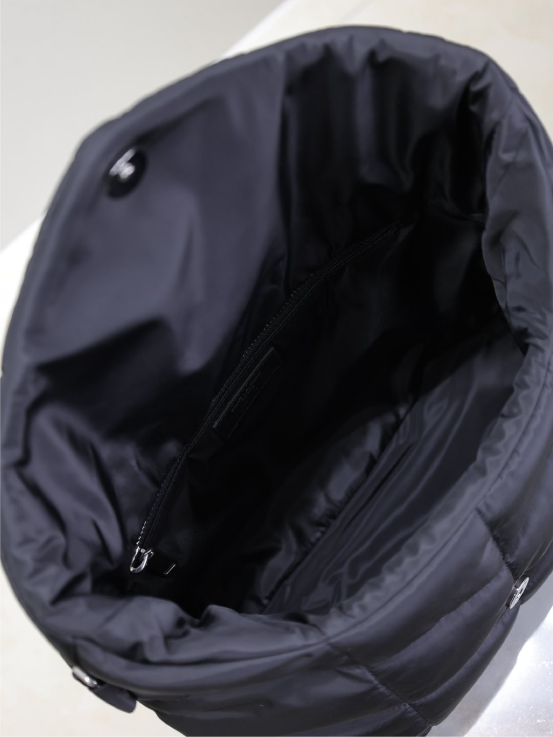 SAINT LAURENT YSL 25S LOULOU PUFFER BAG 34 IN BLACK NYLON BLACK HARDWARE