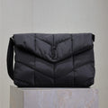SAINT LAURENT YSL 25S LOULOU PUFFER BAG 34 IN BLACK NYLON BLACK HARDWARE