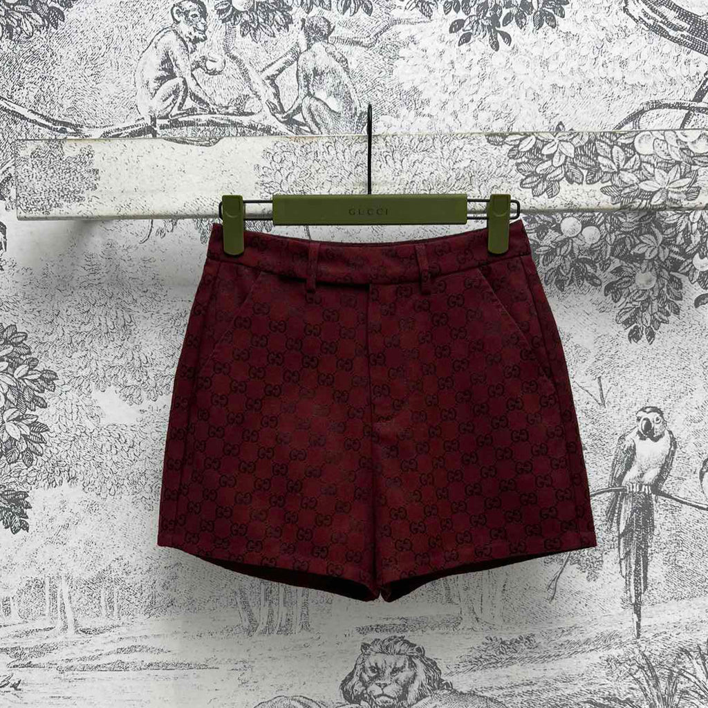 GUCCI Gucci High Waist Short Red Jacquard Fabric