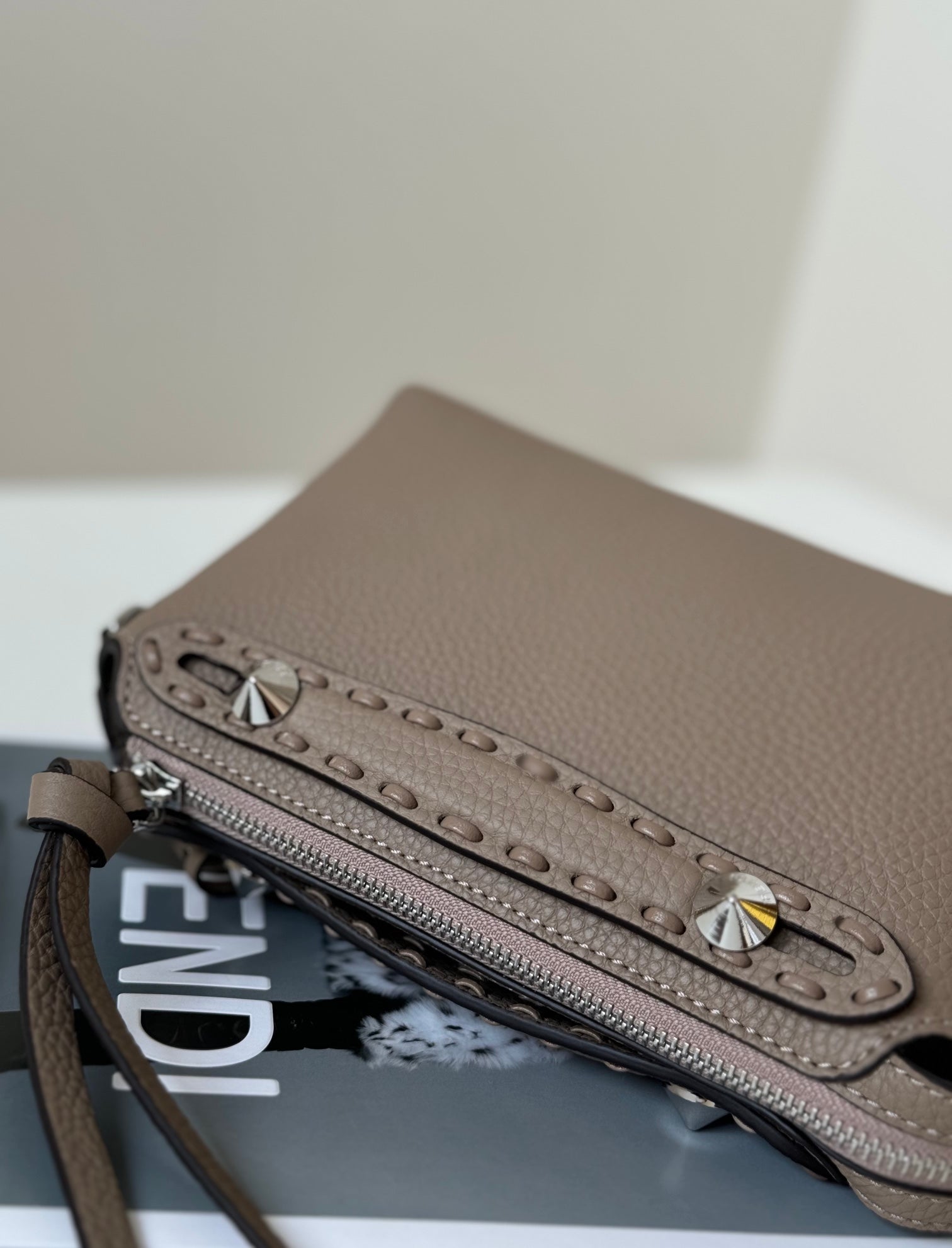 FENDI BY THE WAY SELLERIA MINI 20 IN MEDIUM BROWN GRAINED CALFSKIN