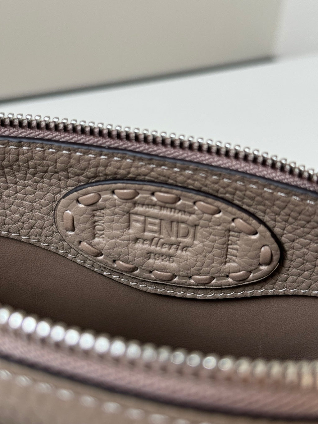 FENDI BY THE WAY SELLERIA MINI 20 IN MEDIUM BROWN GRAINED CALFSKIN