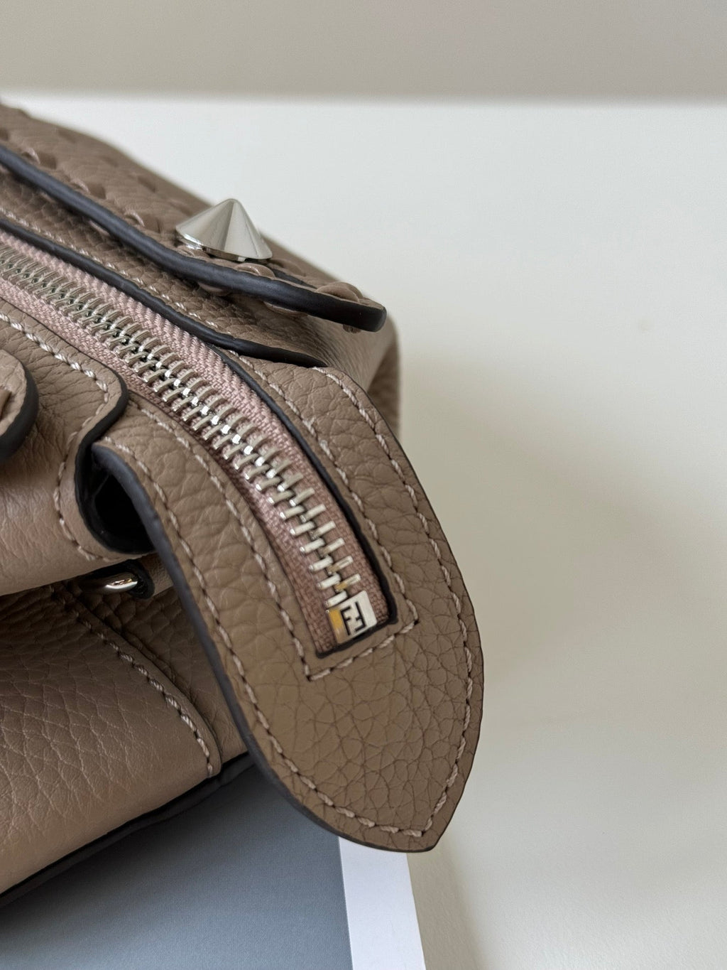 FENDI BY THE WAY SELLERIA MINI 20 IN MEDIUM BROWN GRAINED CALFSKIN