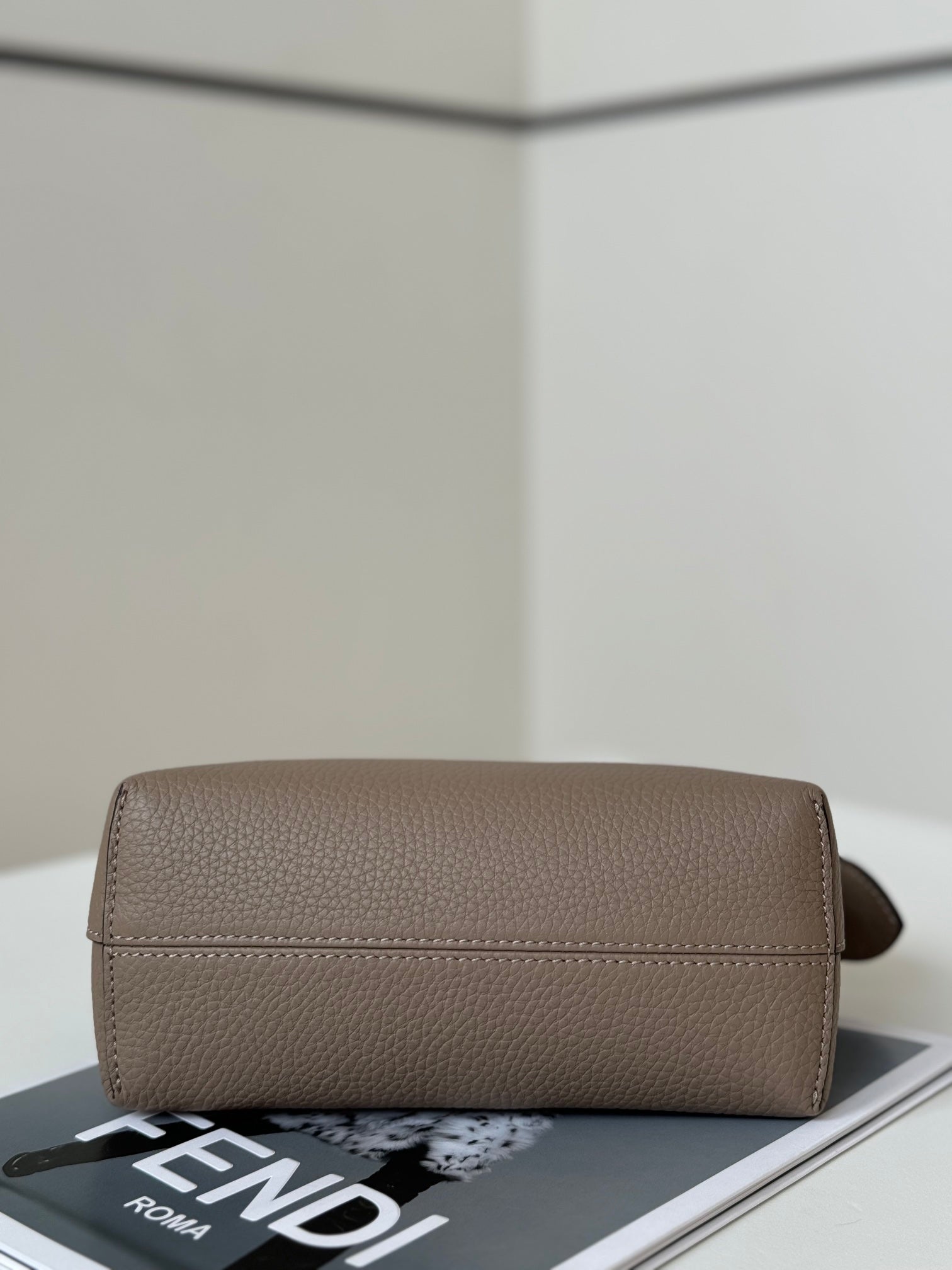 FENDI BY THE WAY SELLERIA MINI 20 IN MEDIUM BROWN GRAINED CALFSKIN