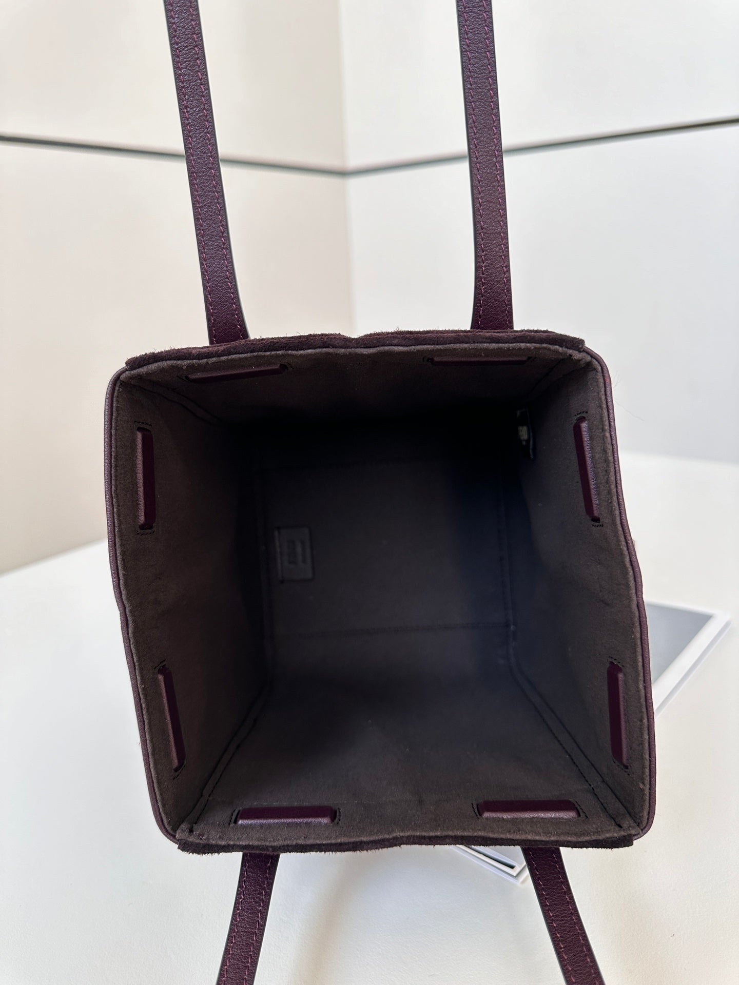 FENDI ORIGAMI MINI 19 IN WINE RED LAMBSKIN AND SUEDE